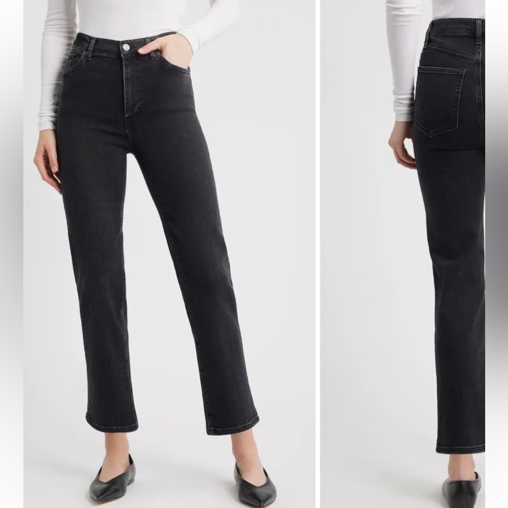 Frame le sleek straight ankle jeans size 28 meteor fade black highwaist